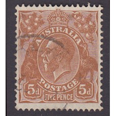 Australian    King George V    5d Brown   C of A WMK   Plate Variety 3R27